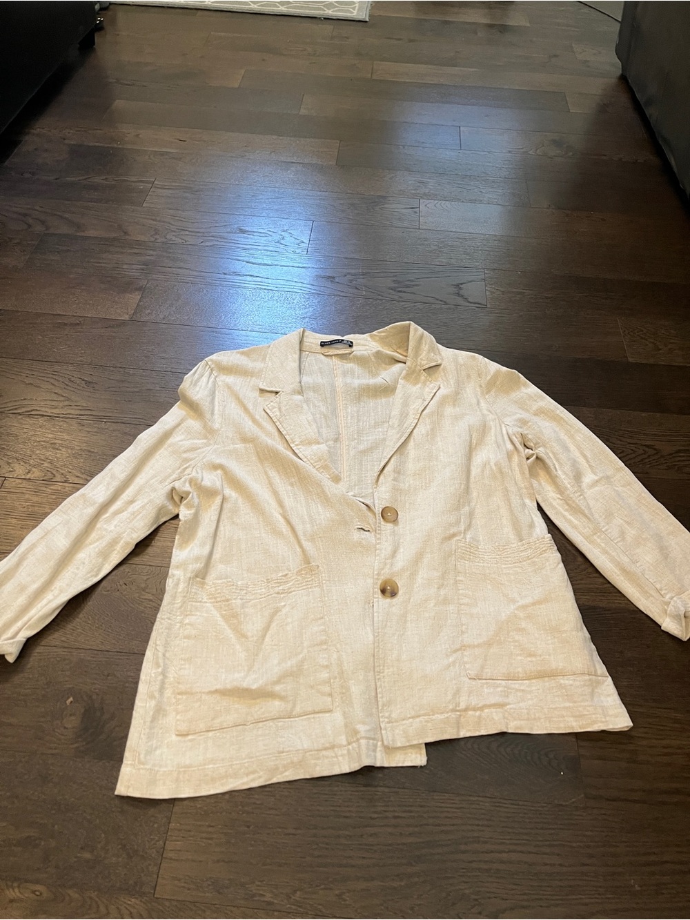 Black Tape Oatmeal Beige Linen Blend Two Button Casual Blazer Jacket XL